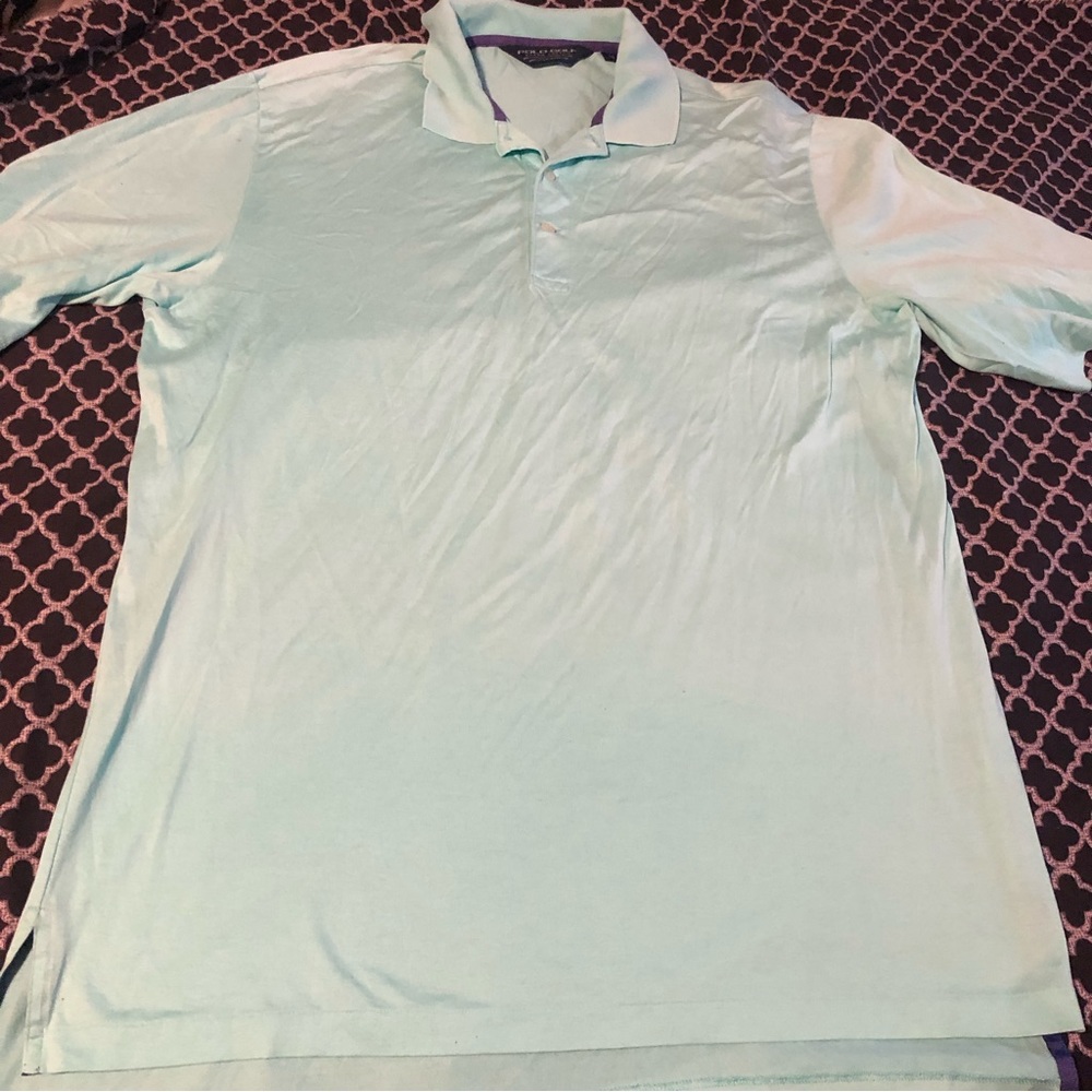 Ralph Lauren Mens Polo Golf Shirt Sz Medium Short Sleeve Blue Pima Cotton